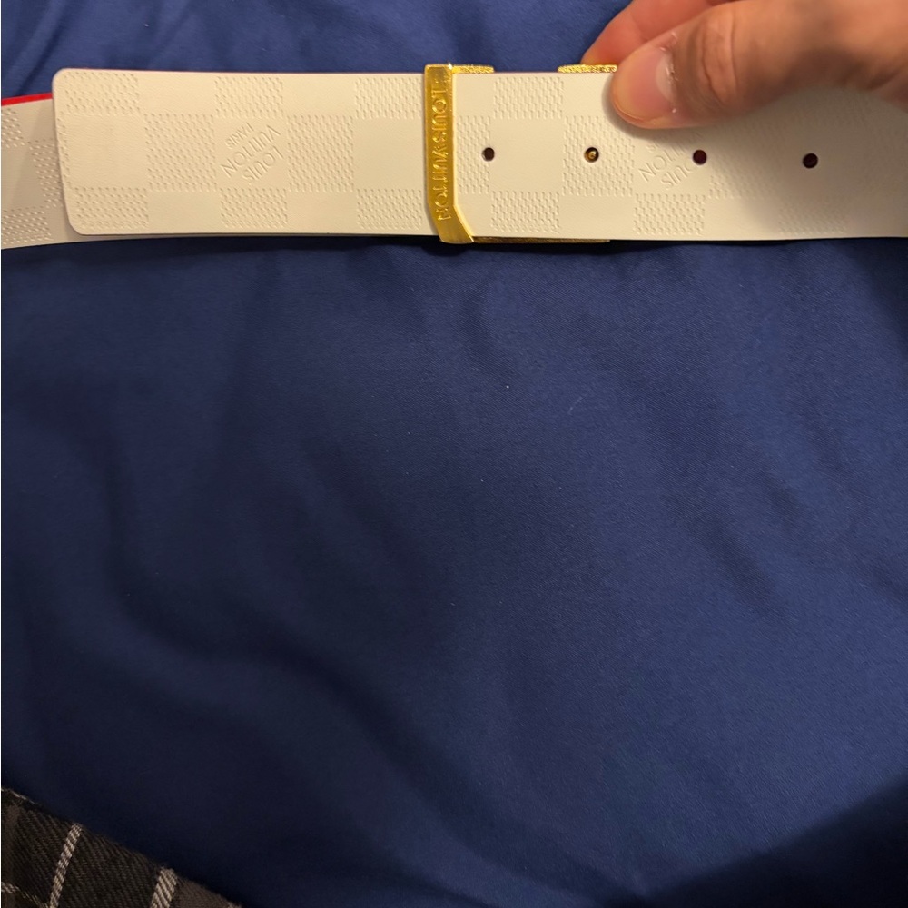 Louis Vuitton Red Monogram Belt with Gold LV Buckle - Picture 8 of 12